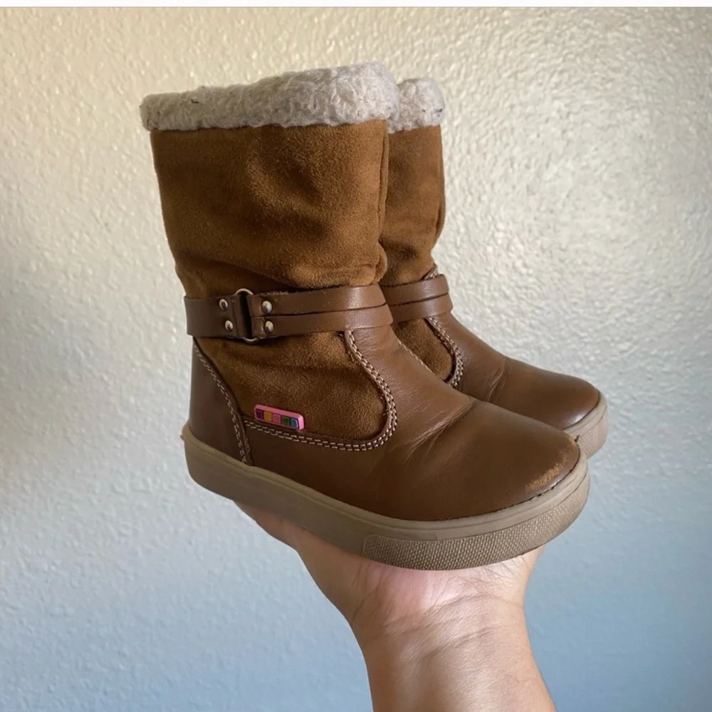 Andrea Side Zipper Toddler Brown High Boots